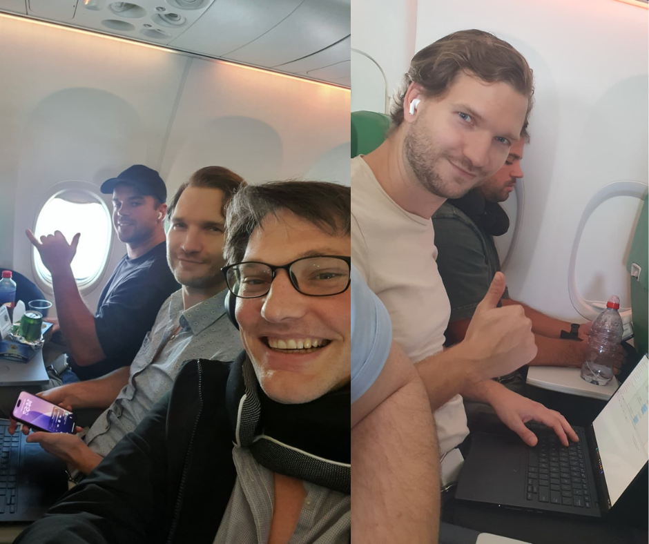 Programmeren in het vliegtuig op de heen- en terugreis van de workation. Misschien wel mijn meest productieve uren in 2025 ondanks de krampachtige plek.