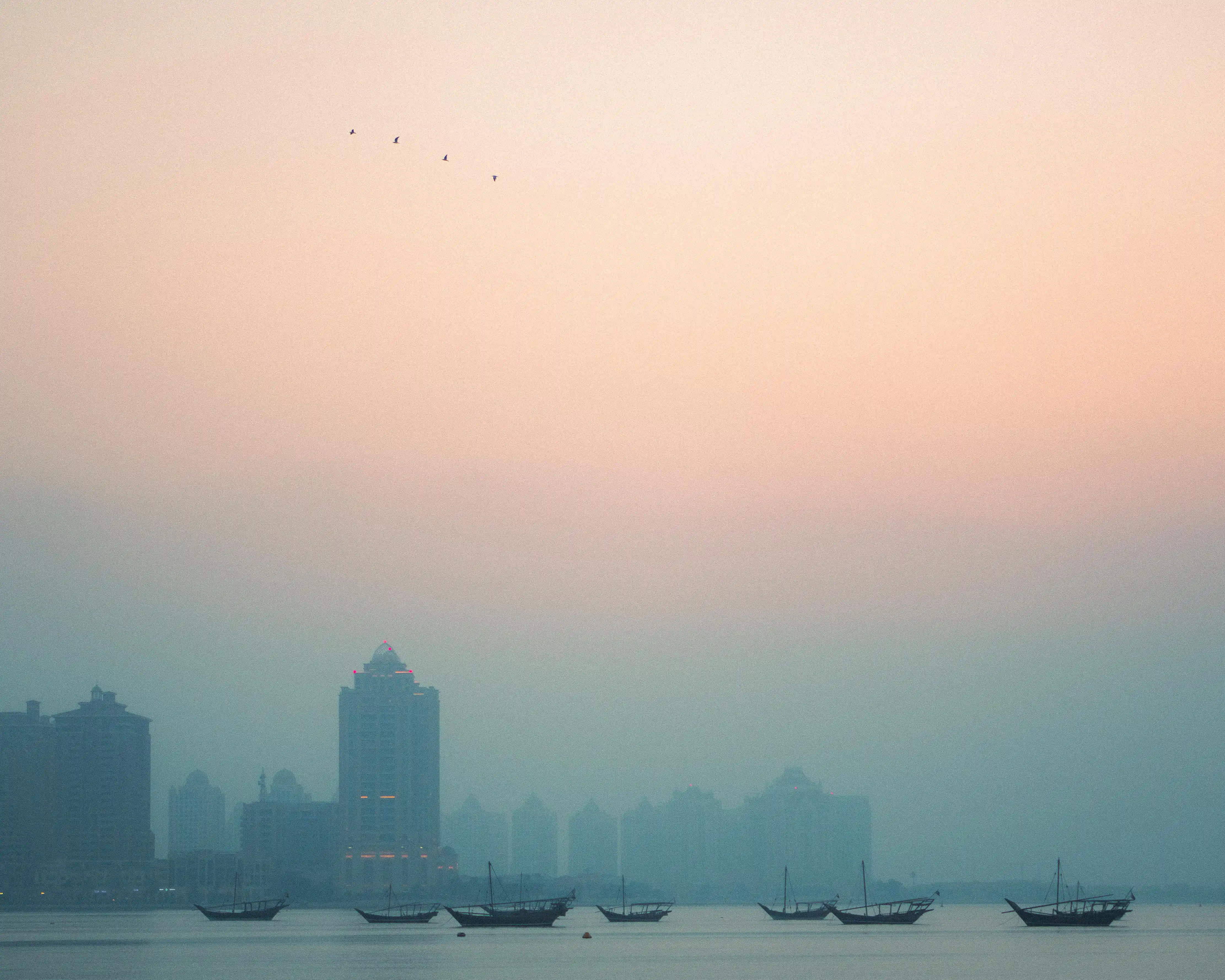 Katara Beach sunrise in qatar during early morning hours