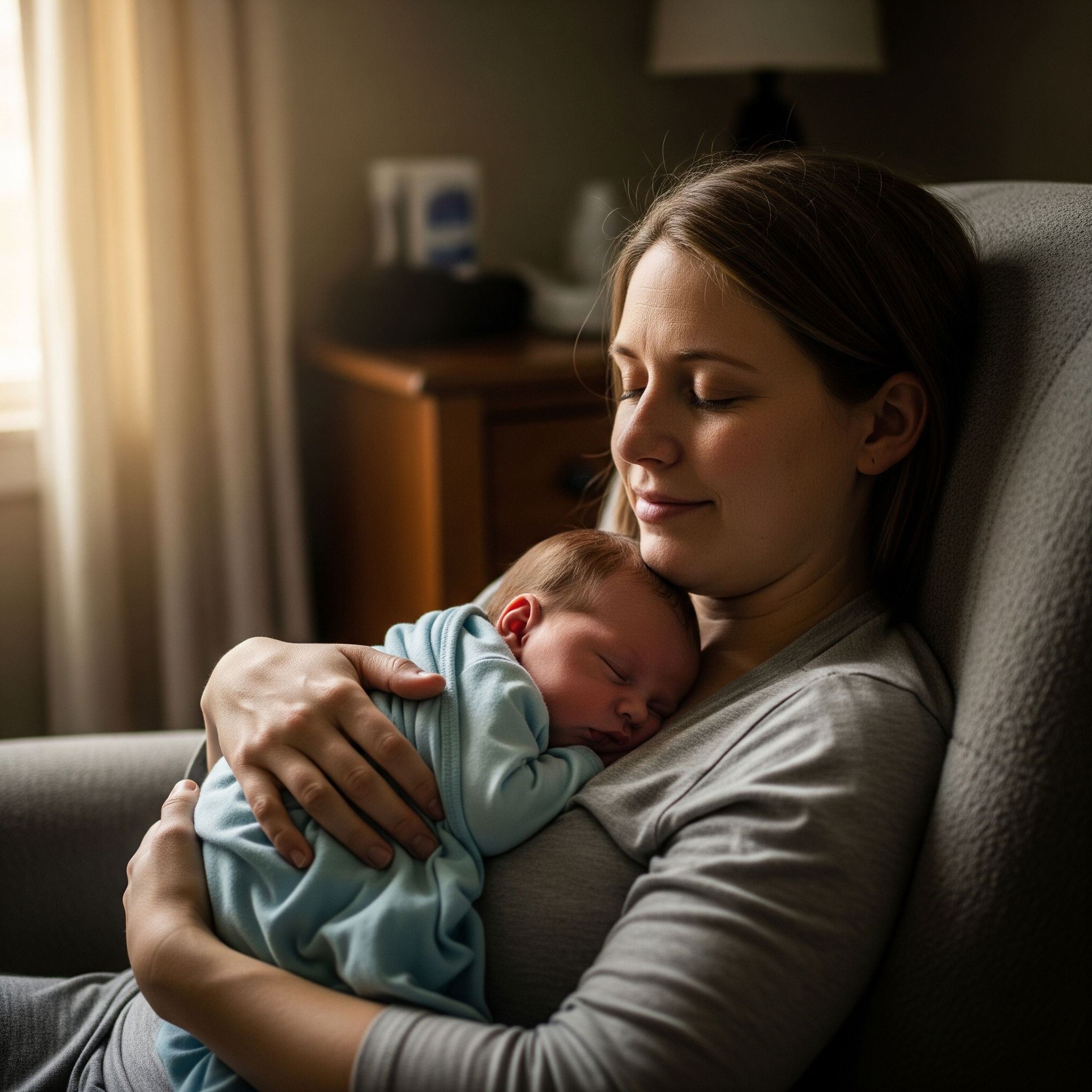 A mother finds a moment of peace, reflecting on her journey with scary postpartum intrusive thoughts.