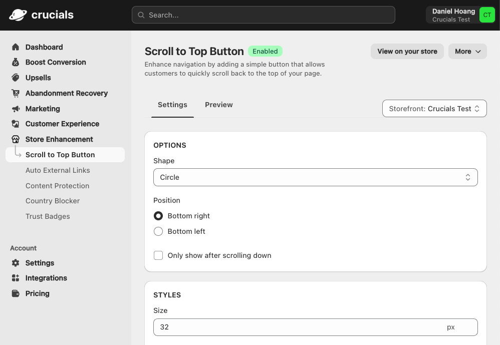 Scroll to Top button customization