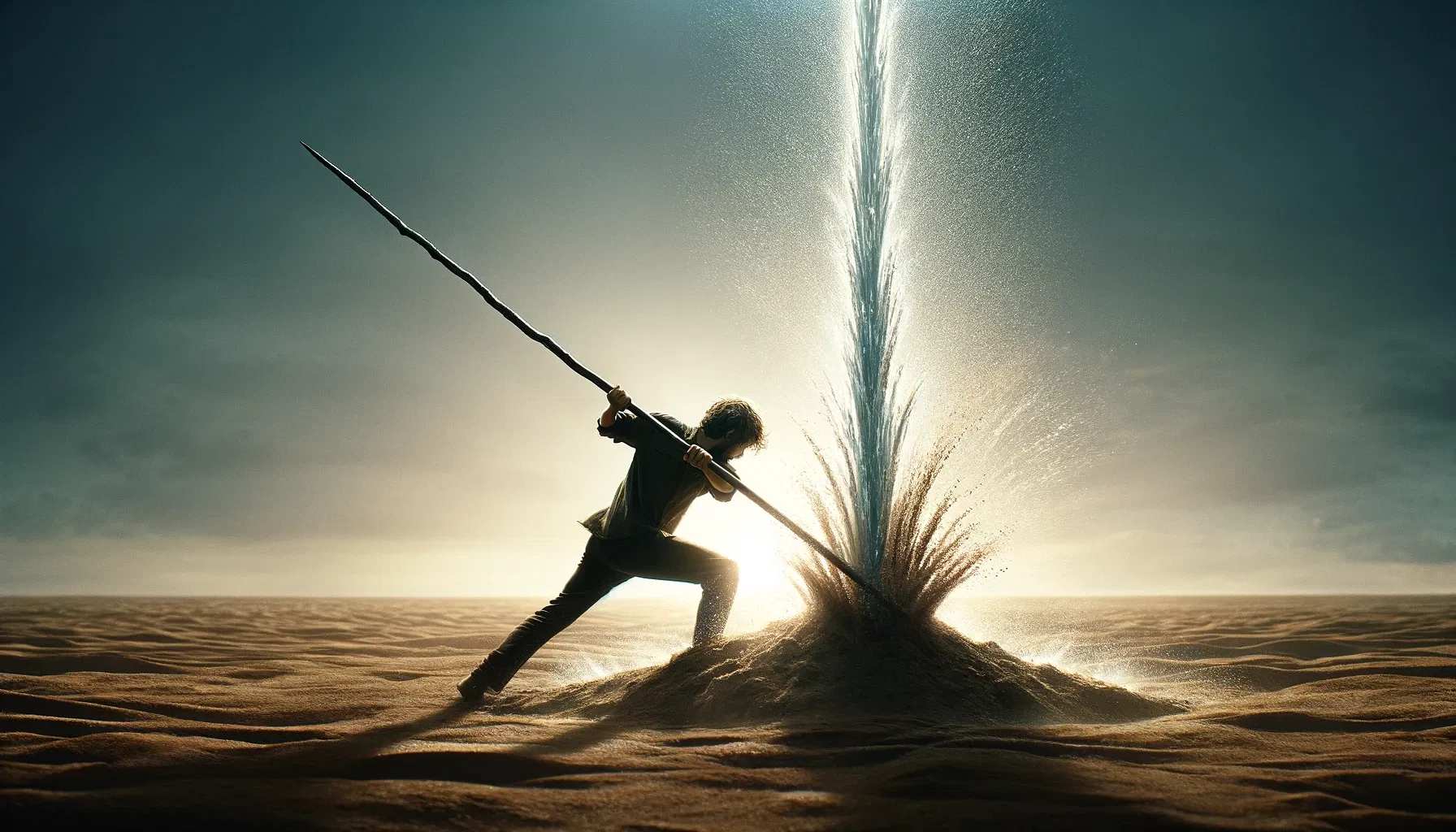 Hiiting the desert ground to get water main one