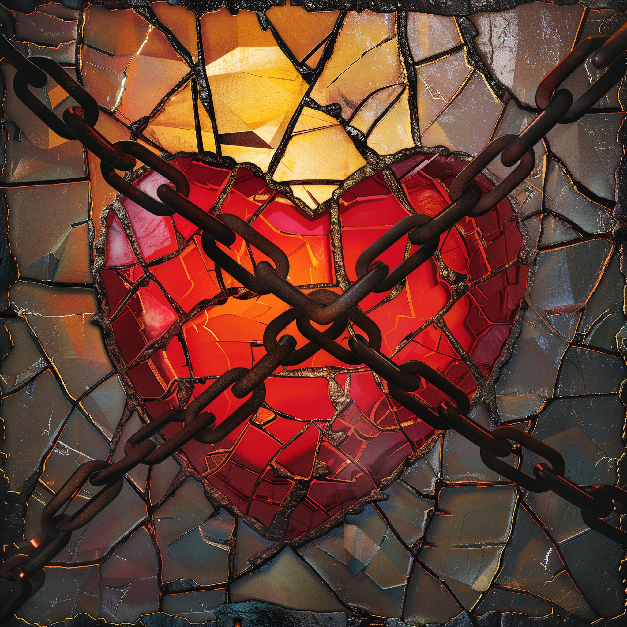 Lob7219 a book cover featuring a tangled red heart amidst chain bis