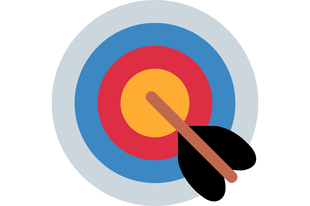Target emoji with arrows hitting the centre — representing Days 1–14 of SOMOS, where freelancers clarify their mission, plan their strategy, and position their services for impact.