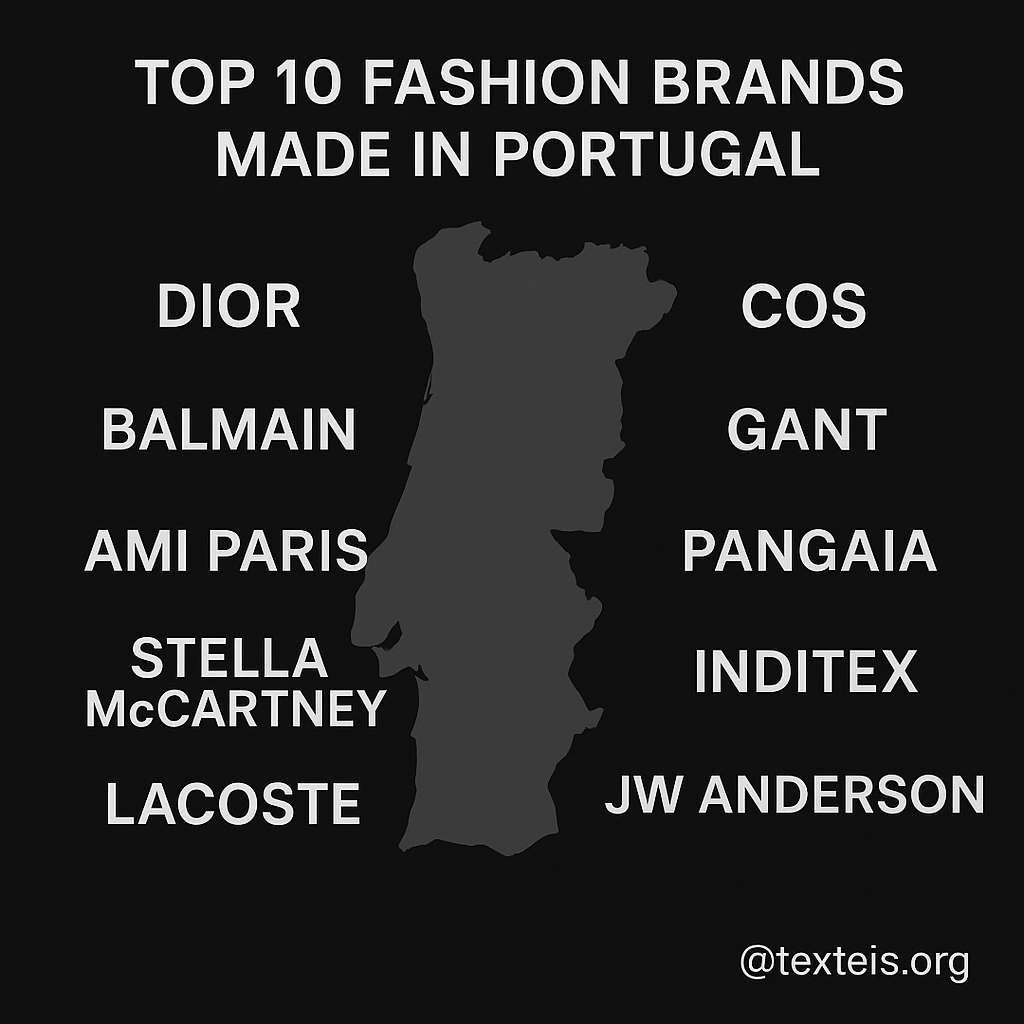 Top 10 Marcas Internacionais que Produzem Roupa em Portugal: Mapa de Portugal com nomes de marcas de moda