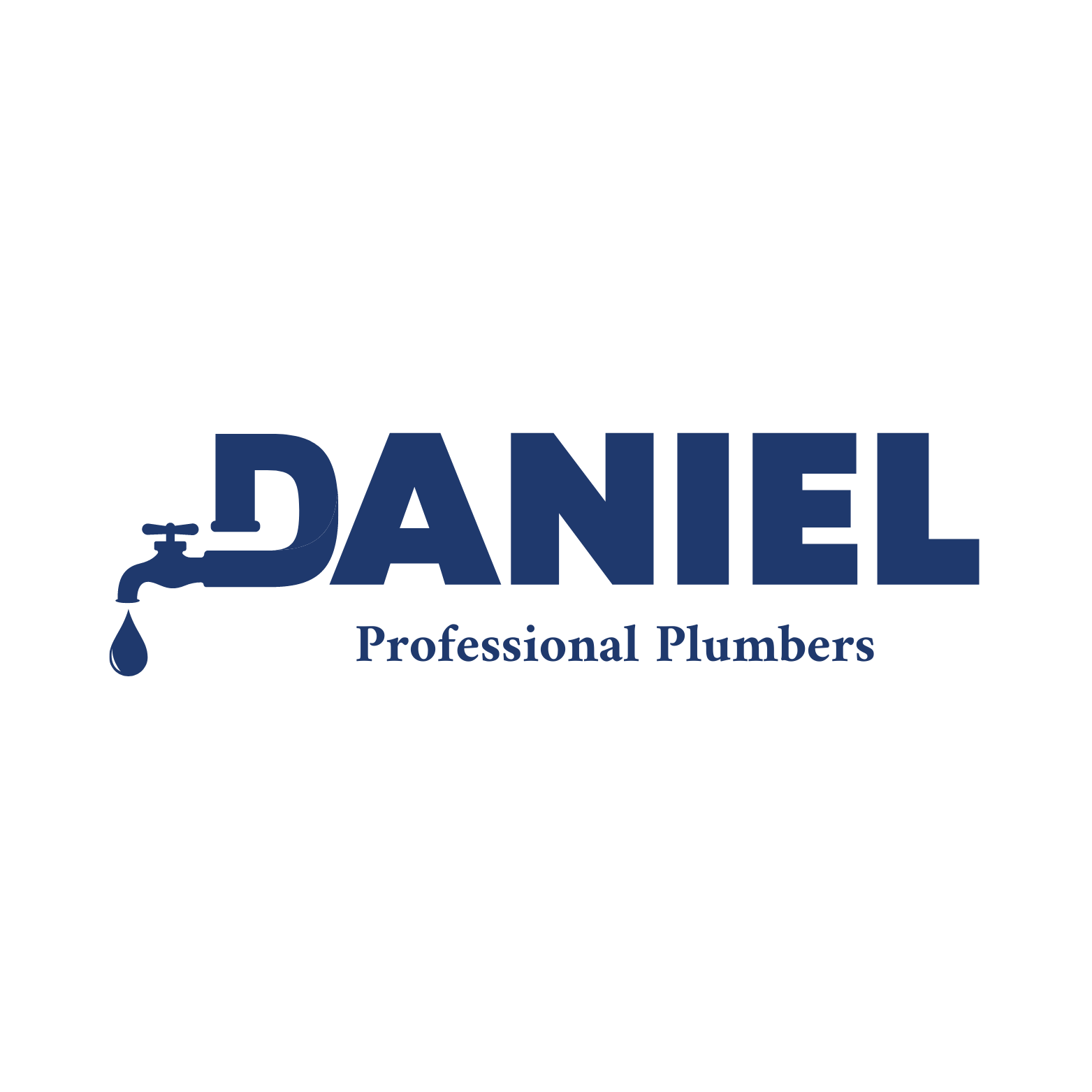 Blue professional plumbers and faucets logo