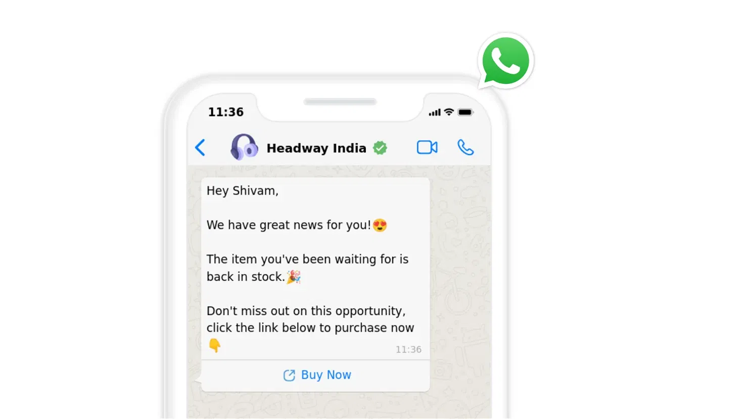 Back-in-stock WhatsApp alert