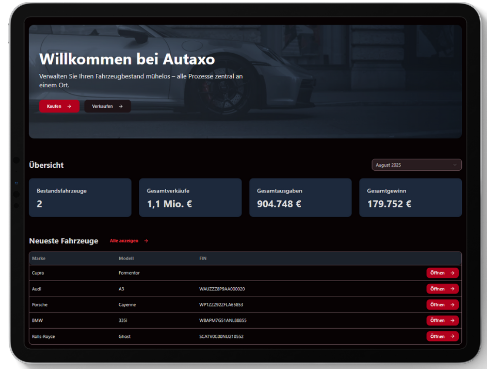 Autaxo App Dashboard