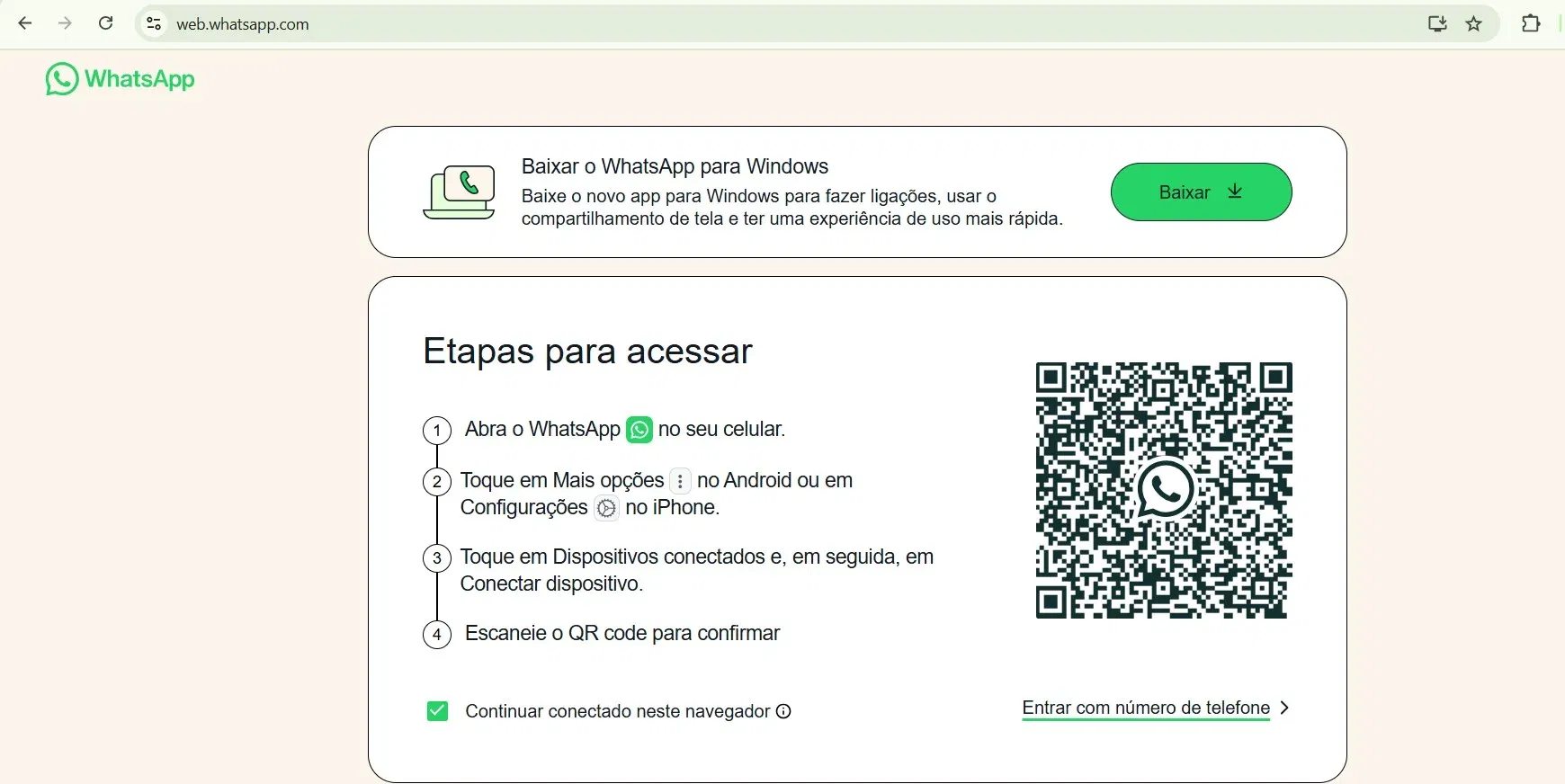 Etapas para acessar o WhatsApp Web