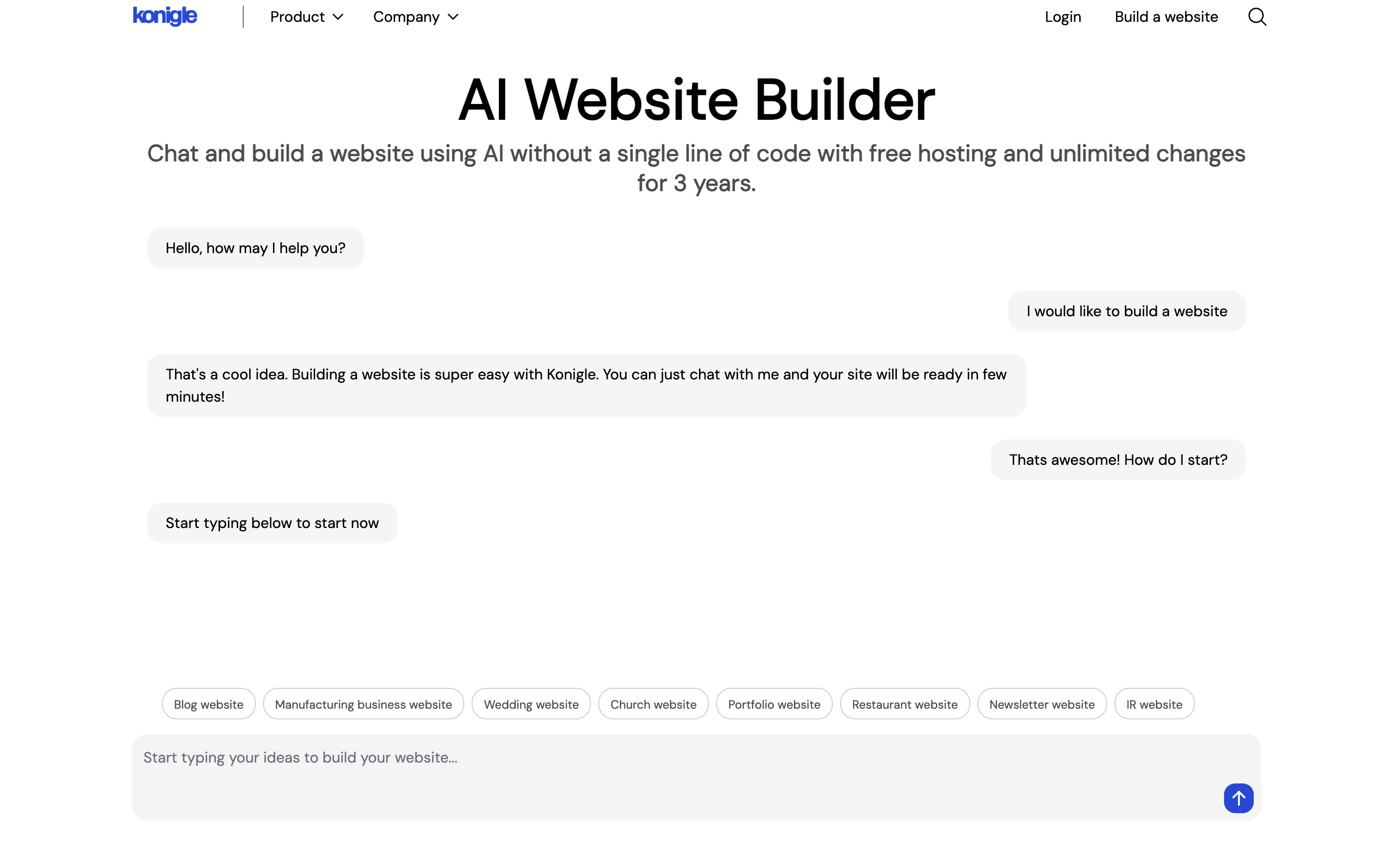 Kongile AI Website Builder Homepage