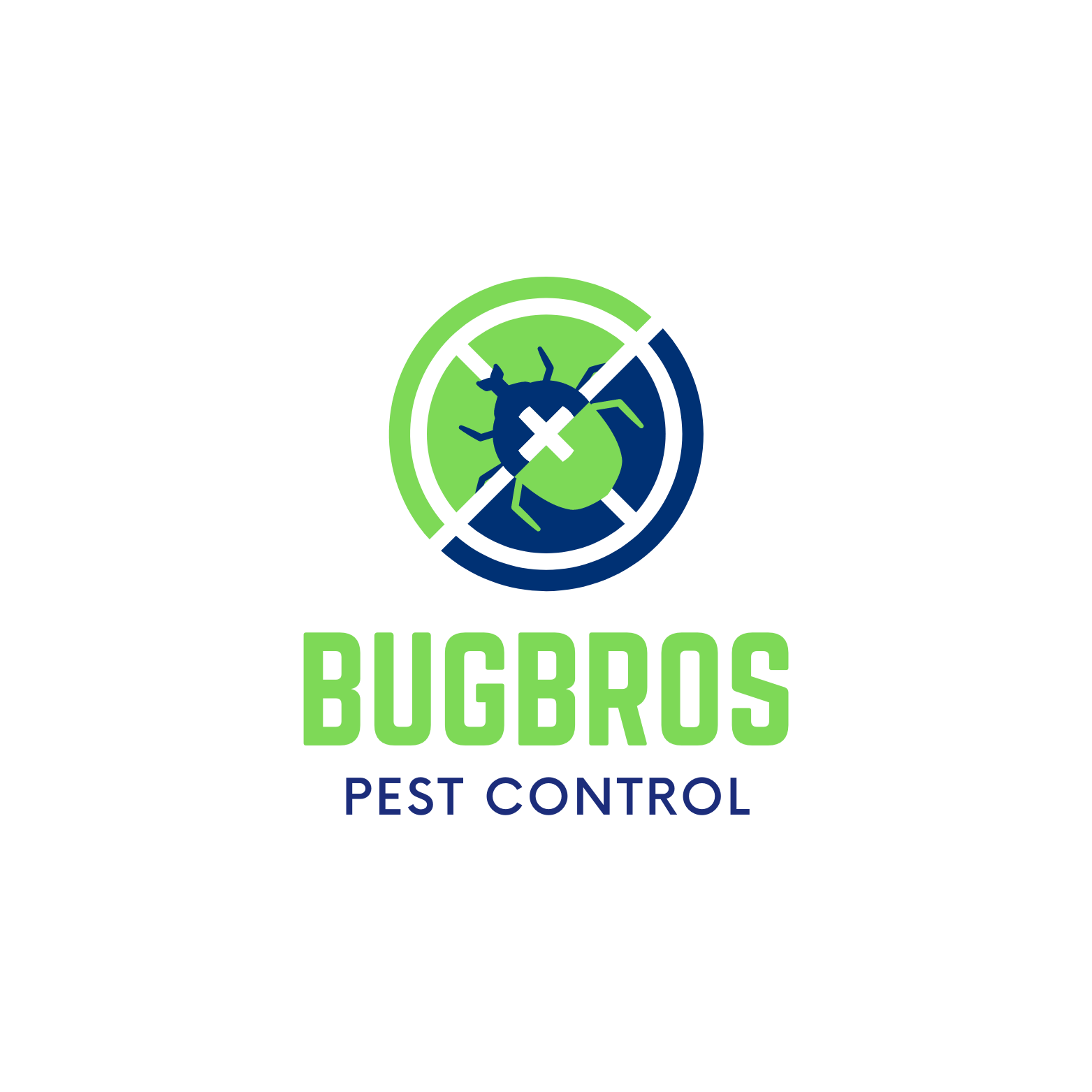 Blue red modern pest control logo