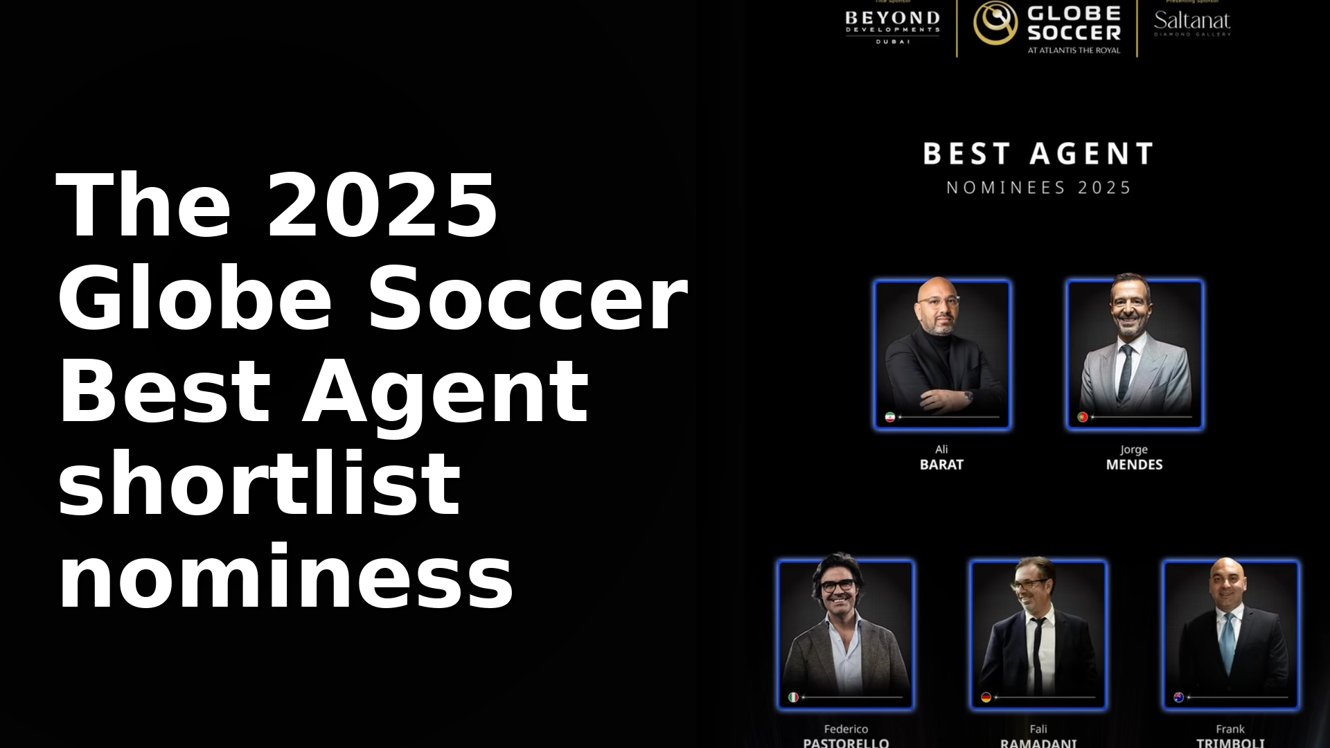 Nominees for the 2025 Globe Soccer Best Agent award