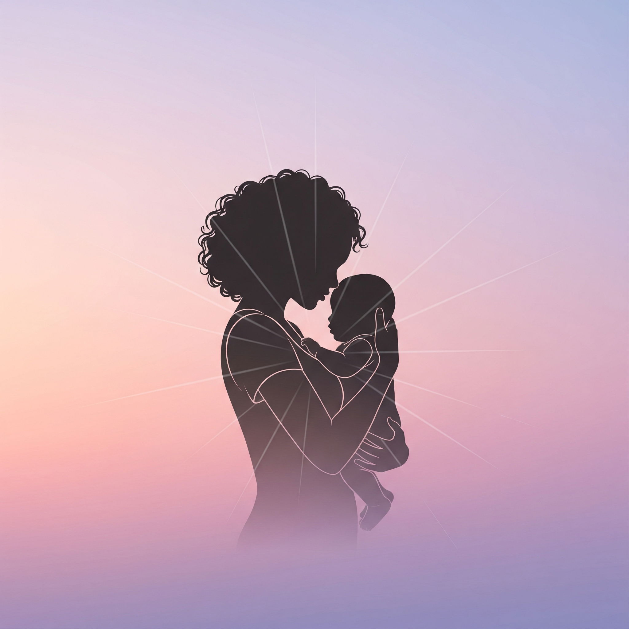 Supportive illustration of mother and baby with soft lighting, representing hope and healing for postpartum mental health challenges
