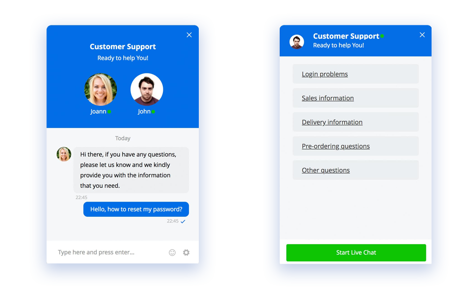 Live chat widget