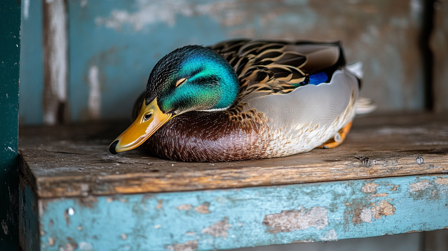 Preparing for the Feast: A freshly harvested Mallard duck awaits cleaning and preparation, ready to be transformed into a delicious campfire meal.