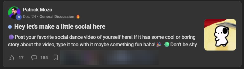 Some threads get tons of engagement, and I've seen both Patrick and Johanna in the community daily.