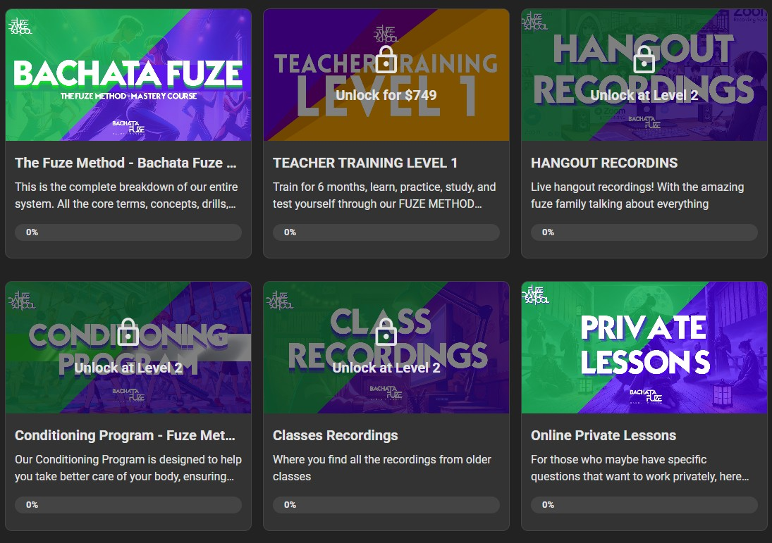 Fuze also gives passionate members the option to become certified bachata teachers using their methodology. The rest unlocks naturally as you engage in the community and share your homework!